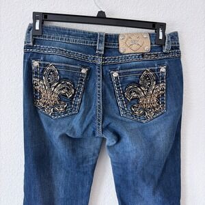 Miss Me‎ Jeans Women's Size 28 Bootcut Fleur de Lis Embellished Denim JE8314ETL